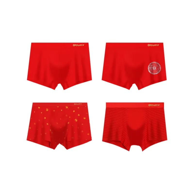 Red Bean Underpants Men's 4 Pack China Red-0