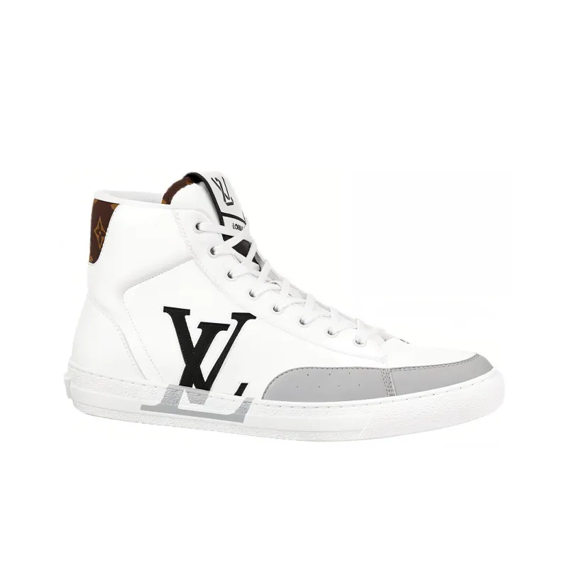 LOUIS VUITTON Lv Charlie Ankle Sneakers 'White With Black Grey Side Logo And Back Monogram'-1