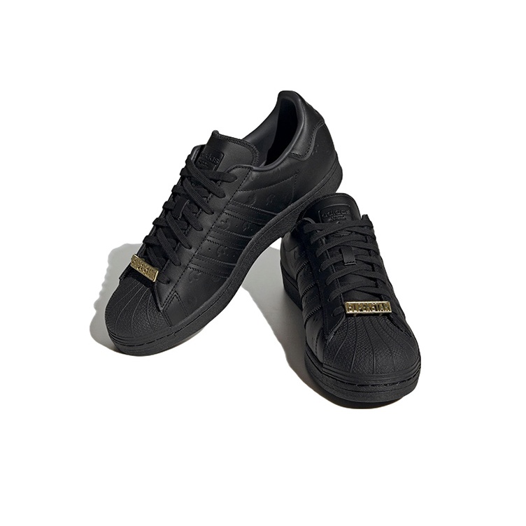 Superstar Adidas Originals Allover Debossed Trefoils Black POIZON