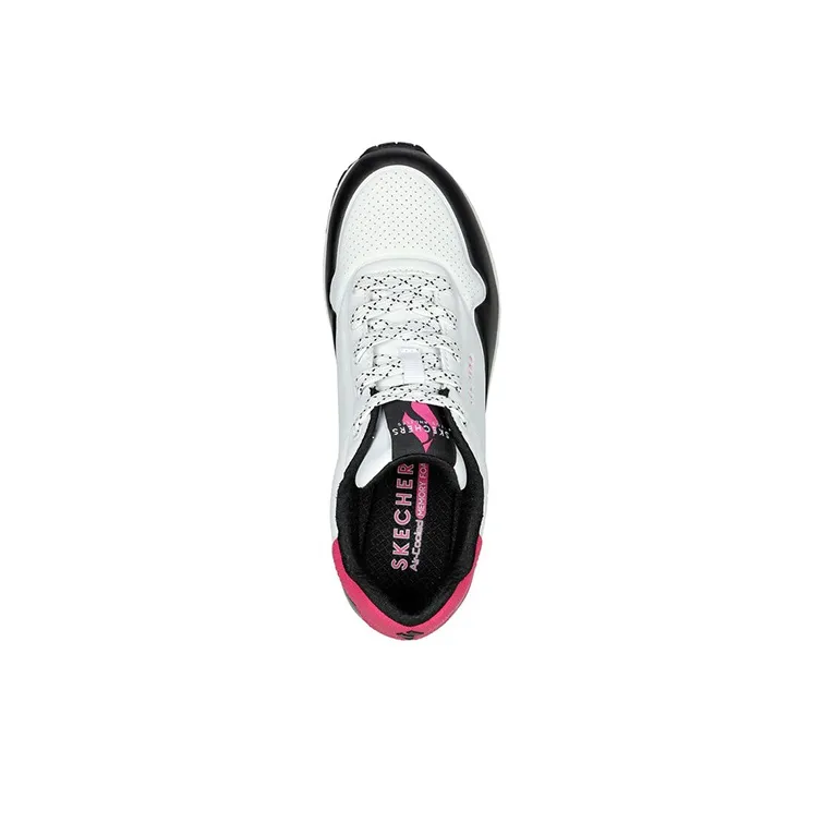 Skechers Uno Series Casual Shoes Women's Low-Top White/Neon Pink/Black-3