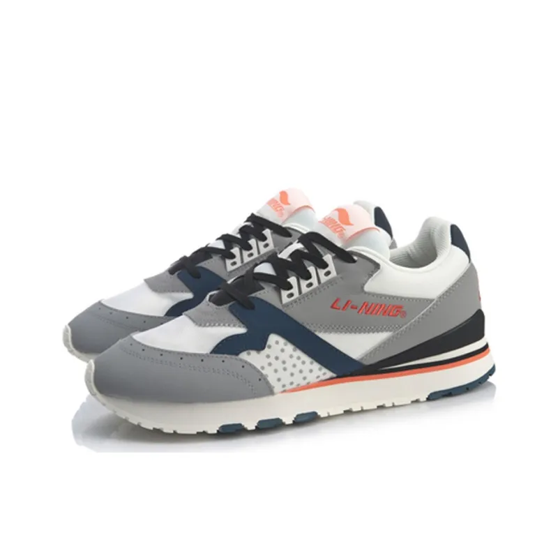 LiNing 001 Origin Lightweight And Breathable Low Top Casual Shoes Men's Gray White-2