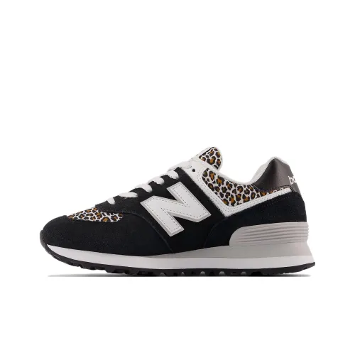 New Balance 574 Black Beige Leopard Print Women's