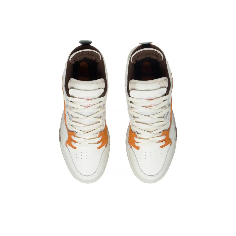 LiNing Pro Anti Slip Wear Resistant Low Top Skateboard Shoes Women's White Orange-3