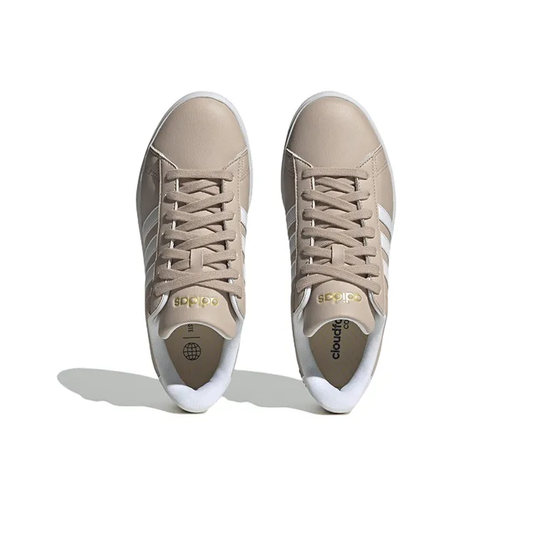 Adidas Grand Court Wonder Taupe Cloud White Gold Metallic Women's-4
