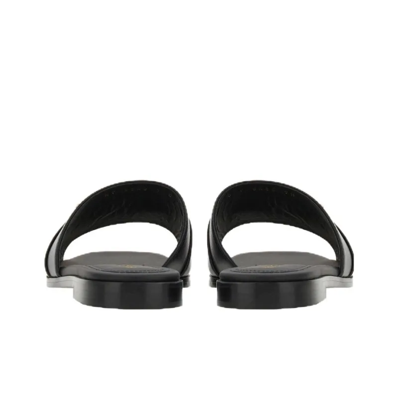 FERRAGAMO Gancini-plaque Leather Slides-4
