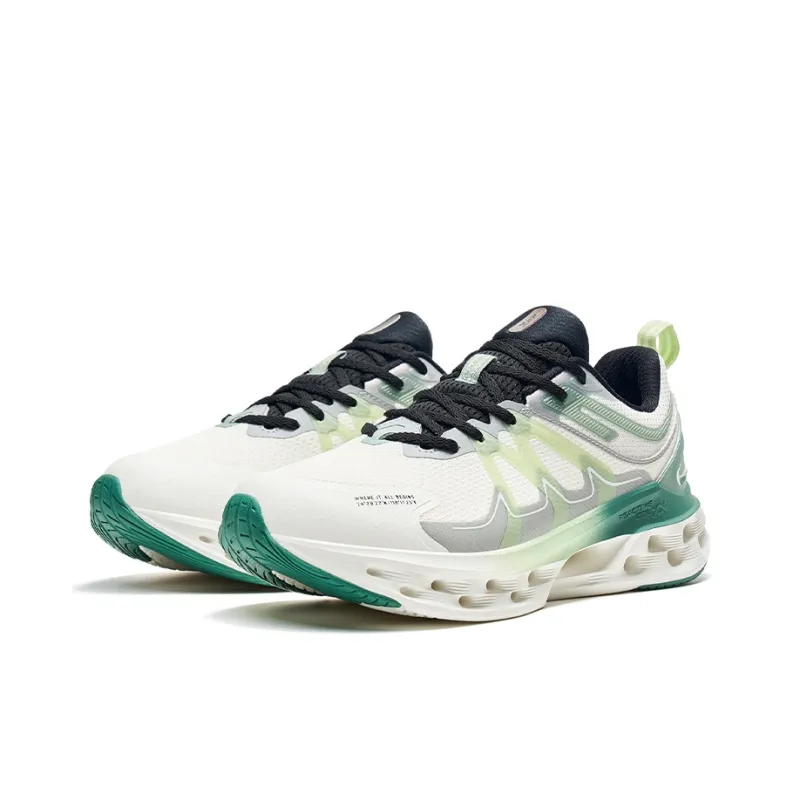 XTEP Shock Absorption Spinning 10.0 Anti Slip Wear Resistant Low Top Running Shoes Men's White Green Gray-2