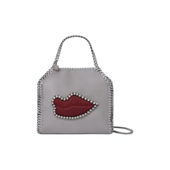 Stella McCartney Falabella Recycled Satin Fabric One Shoulder Handbags Mini Women's Gray