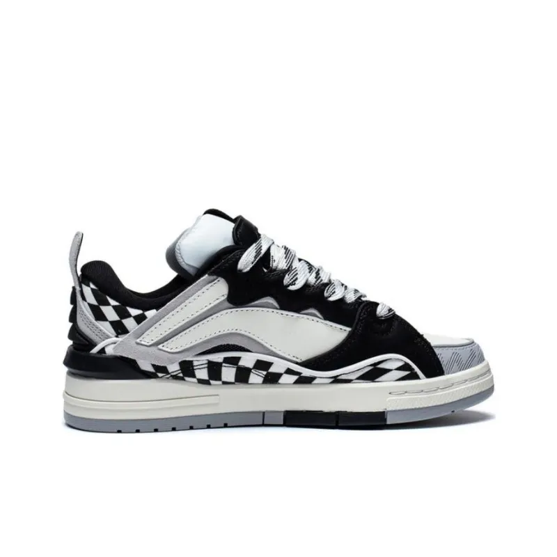 LiNing Wave Golden Durable Breathable Low Top Skateboard Shoes Women's Black White-1