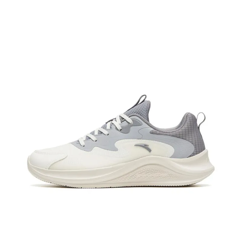 Anta Walk Anti Slip Wear Resistant Low Top Sprint Running Shoes Men's White Gray-0