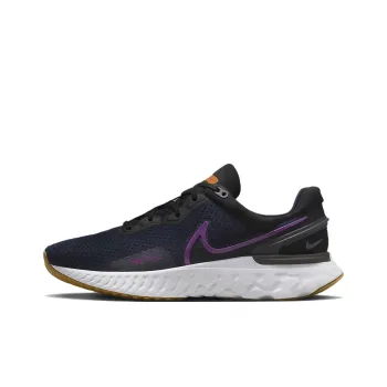 Nike React Miler 3 Cushioned Slip Resistant Breathable Lightweight Low Top Running Shoes Men's Black Purple