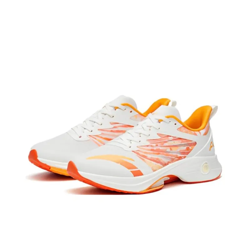 Anta MACH 3.0 Cushioning Wear Resistant Low Top Running Shoes Men's White Orange-2