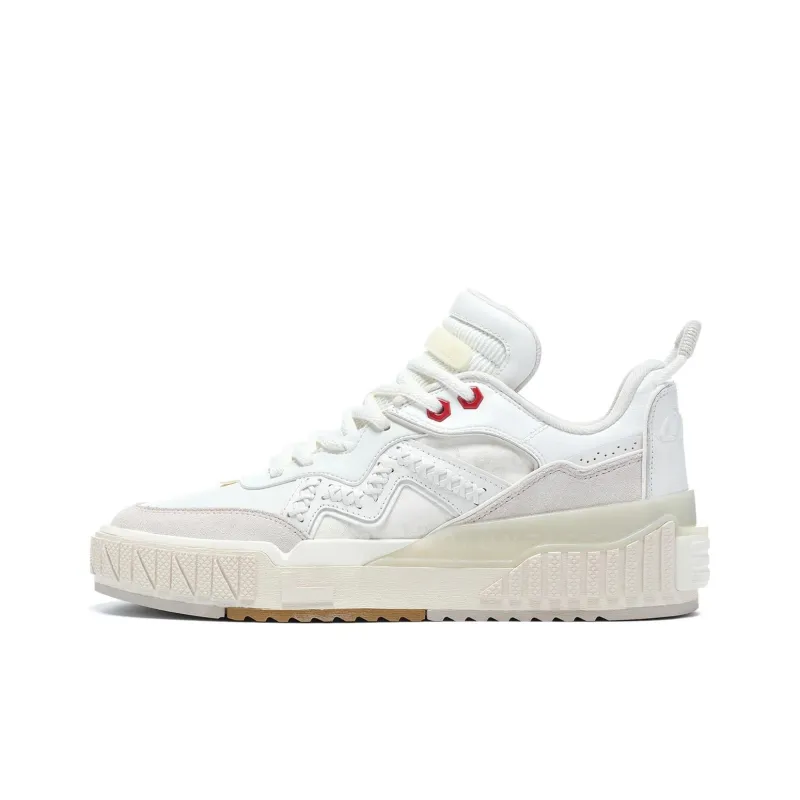 LiNing 001 UNBLOCK Unblock Anti Slip Wear Resistant Low Top Skateboard Shoes Men's Mist White Pearl White-0