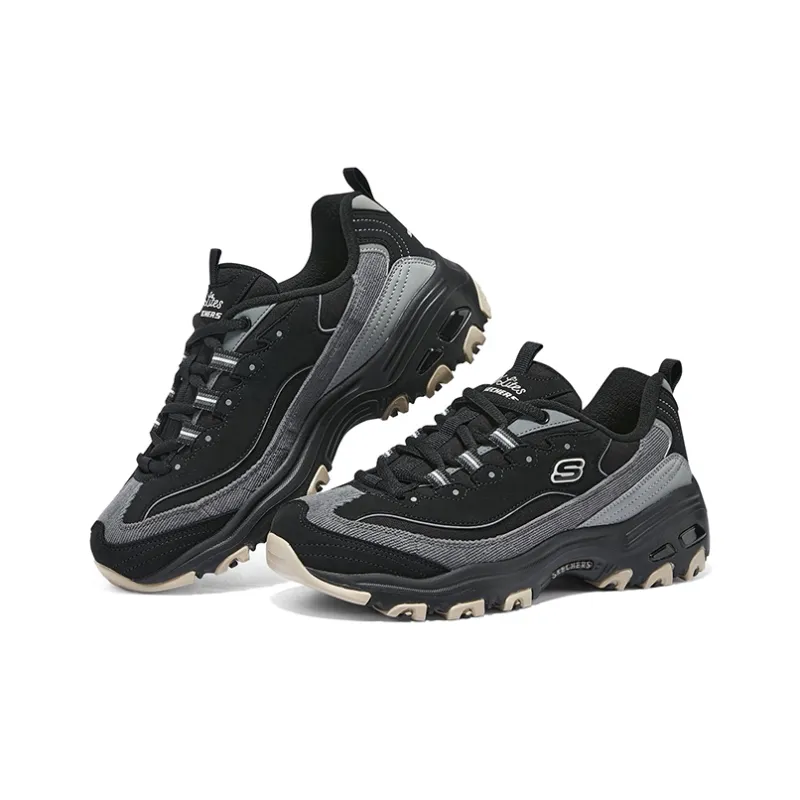 Skechers D'LITES 1.0 Anti Slip Wear Resistant Lightweight Breathable Low Top Chunky Sneakers Women's Black-3