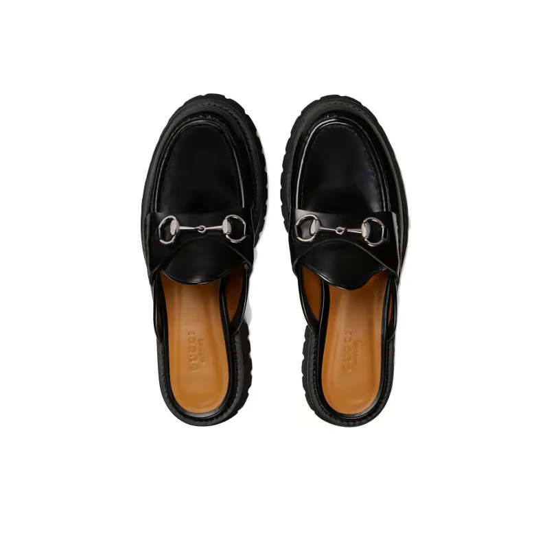 GUCCI Horsebit Leather Loafer Mules-3
