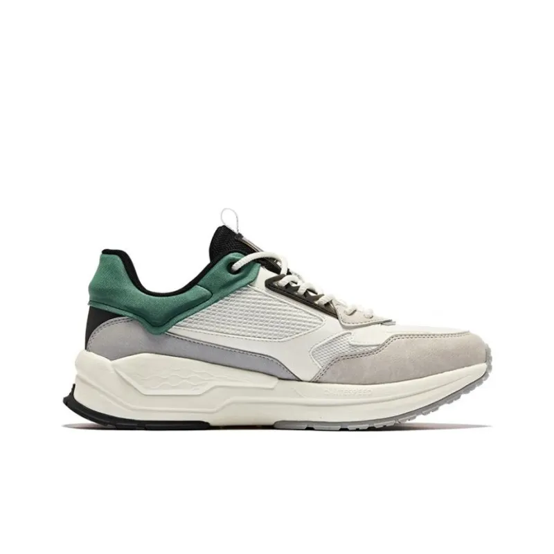 QIAODAN Vertical And Horizontal 3 Anti-Slip Wear-Resistant Low-Top Sports Casual Shoes Gray White Green-1