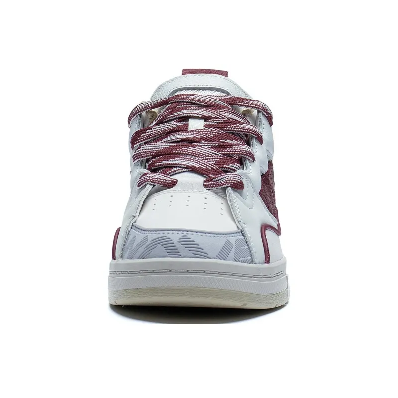 LiNing Wave Golden Anti Slip Wear Resistant Low Top Skateboard Shoes Men's White Red-4