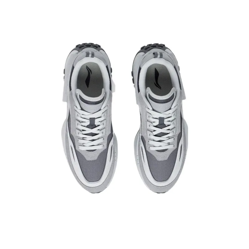 LiNing CF Tracing Cushioning, Wear Resistant Low Top Sports Casual Shoes Men's Gray White-3