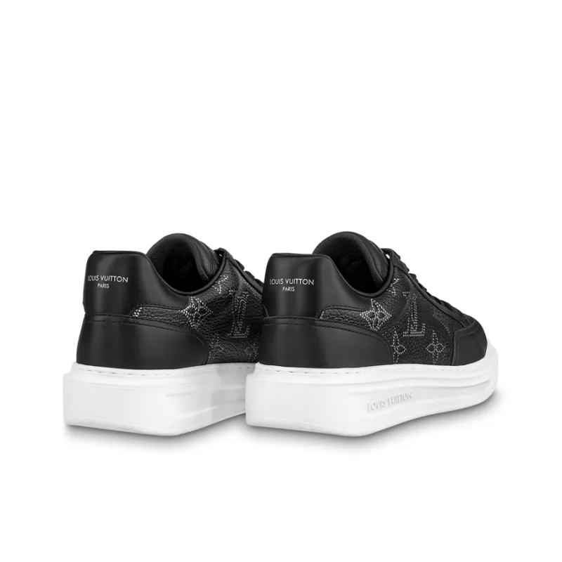 LOUIS VUITTON Beverly Hills Sneakers 'Black With White Outline Monogram'-3