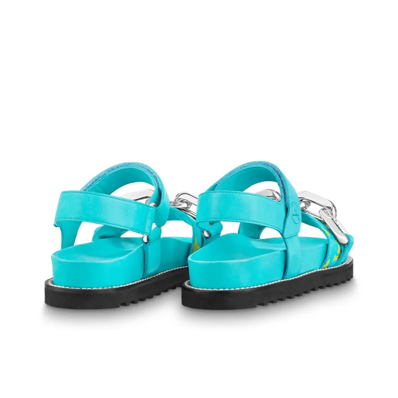 LOUIS VUITTON Paseo Comfort Flat Sandals 'Blue' Women's-3