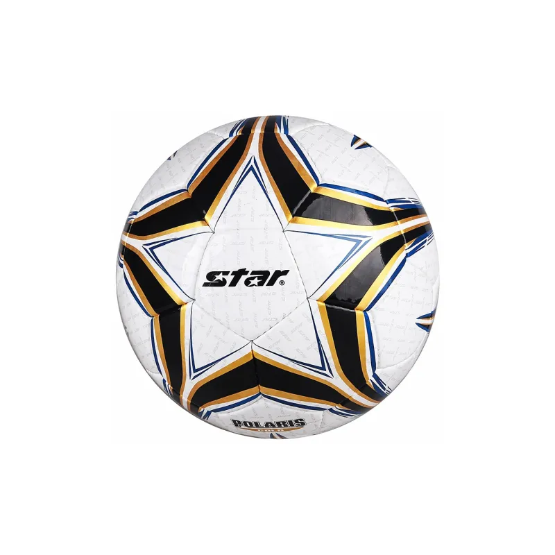 Star Size 5 Soccer PU Hand Stitched Soccer Ball Unisex White Gold Black-1