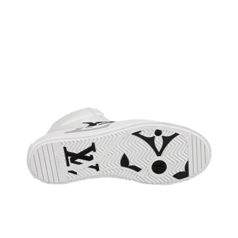 LOUIS VUITTON Lv Charlie Ankle Sneakers 'White With Black Grey Side Logo And Back Monogram'-4
