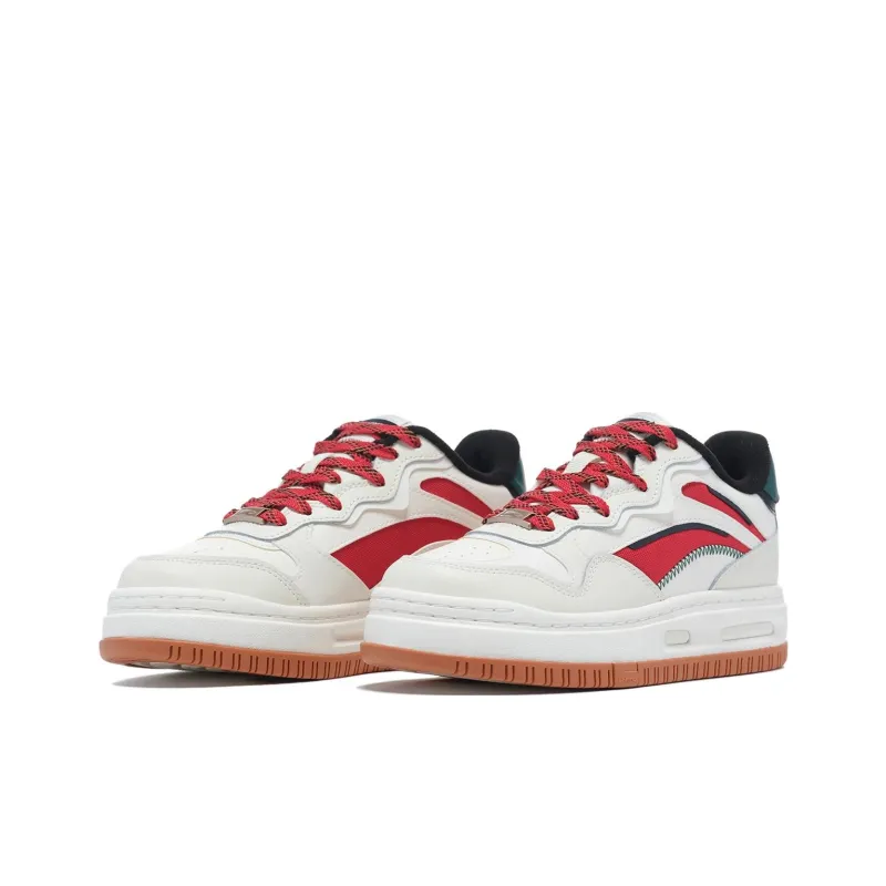 LiNing Future C1 Anti Slip Wear Resistant Low Top Skateboard Shoes Women's White Red Green-2