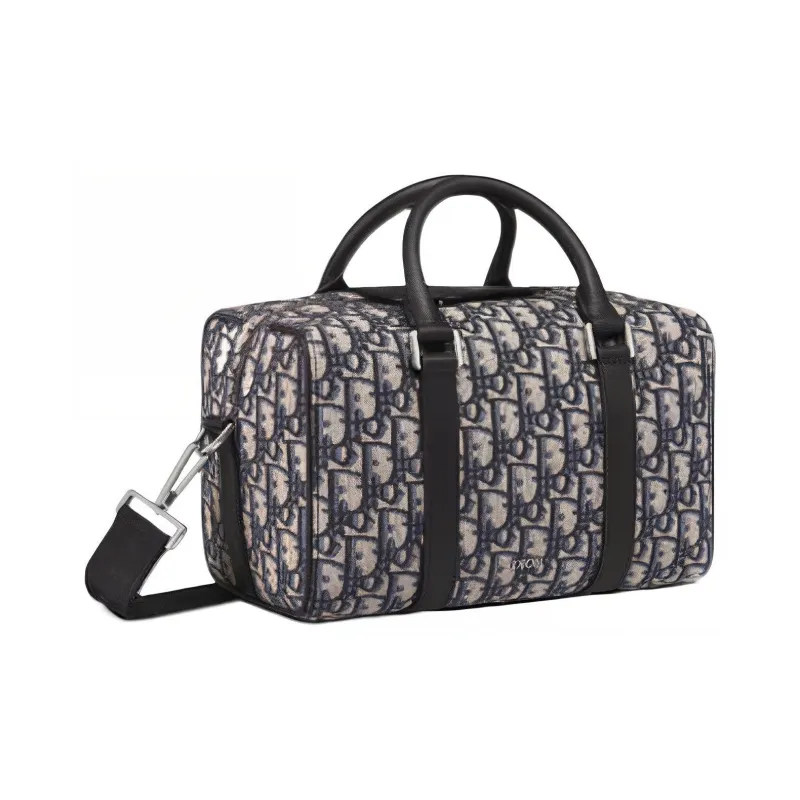 DIOR Lingot Calfskin Travel Bags Shoulder Bag Crossbody Bag Handbag Men's Beige/Black-3