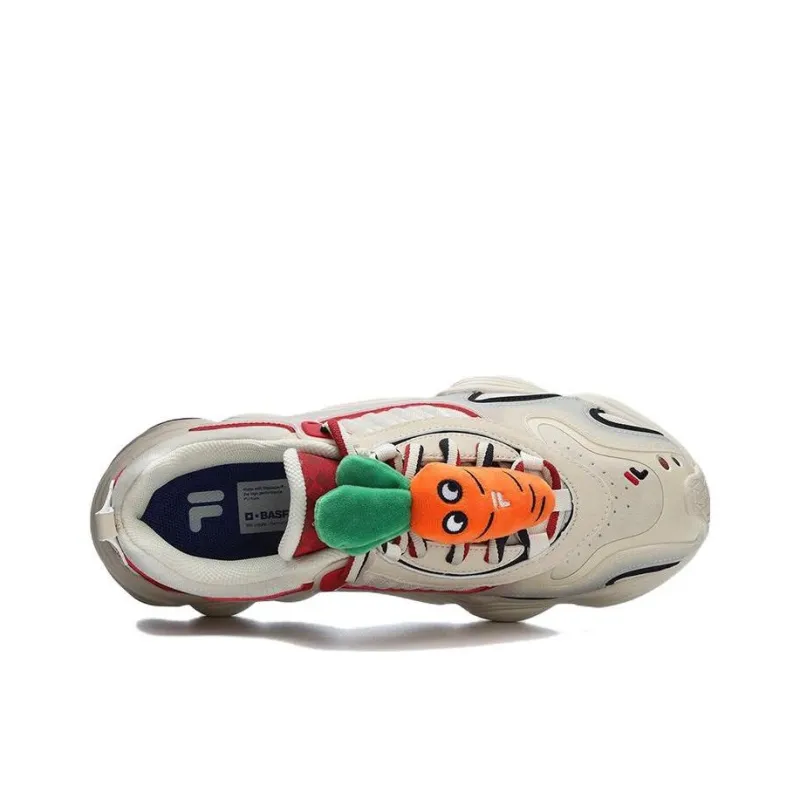 FILA FUSION TENACITY Cny Cushioning Anti Slip And Wear Resistant Low Top Casual Shoes Men's White Red-2