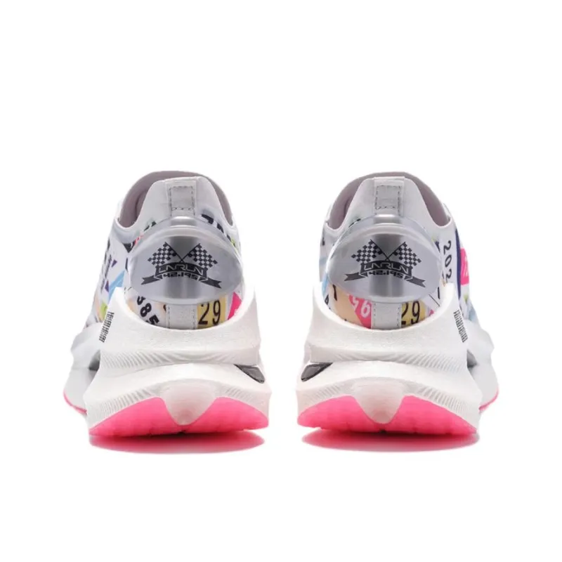 LiNing Jueying Cushioning Anti Slip Wear Resistant Breathable Lightweight Rebound Low Top Running Shoes Pink White-3