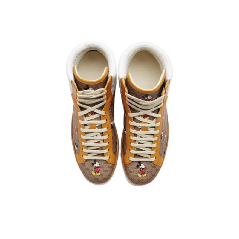 Disney x GUCCI ACE Stylish Skateboarding Shoes Men's White Umber-2
