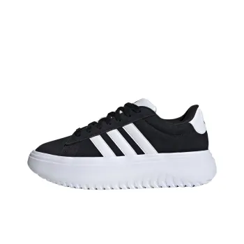 Adidas GRAND COURT PLATFORM Cushioning, Wear Resistant Low Top Skateboard Shoes Women's Black White