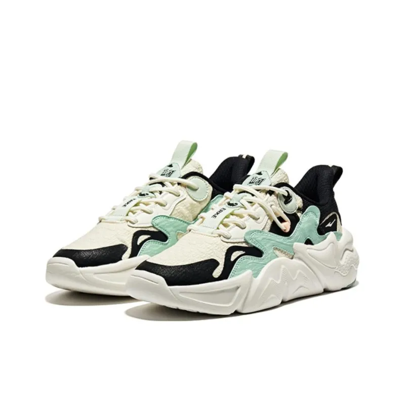Erke Heaven And Earth Anti-Slip Wear-Resistant Low-Top Sports Casual Shoes Women's White Black Cyan-2