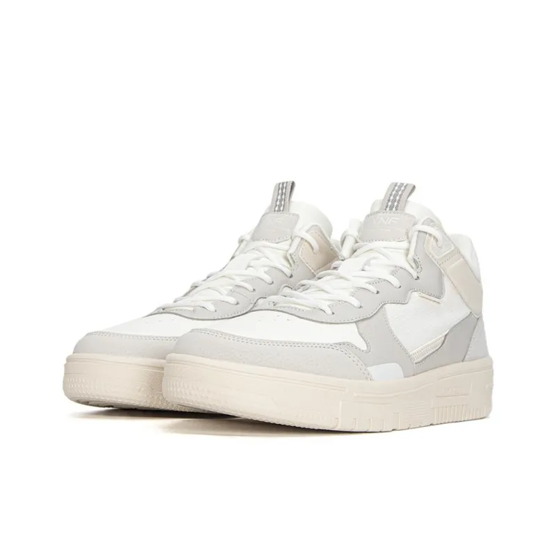 XTEP Alfalfa White Mid Top Skateboard Shoes Men's Dove Gray White-2