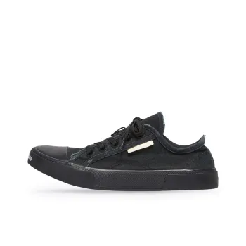 Balenciaga Paris Low Top Sneakers 'Black Destroyed Cotton And Black Rubber'
