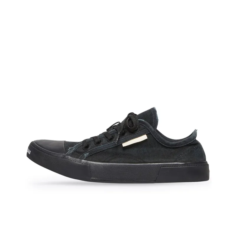 Balenciaga Paris Low Top Sneakers 'Black Destroyed Cotton And Black Rubber'-0