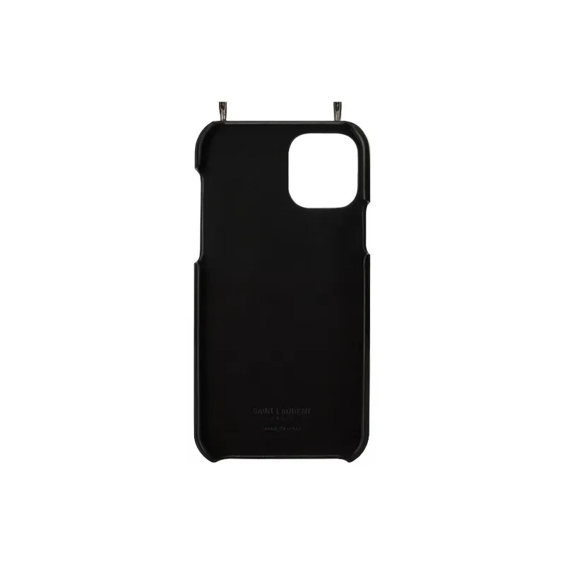 SAINT LAURENT Smooth Finish Leather Crossbody Bags Cell Phone Pouch Men's Black-1