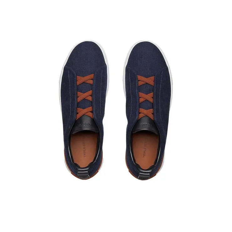 Zegna Triple Stitch Denim Sneakers-3