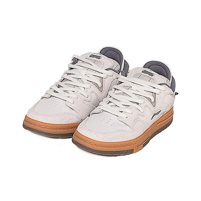 LiNing Wave Pro Low Top Skateboard Shoes Men's Gray White-4
