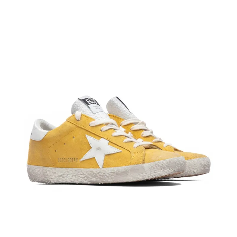 Golden Goose Super Star Stylish Skateboarding Shoes Women's Yellow White Vintage Version-2