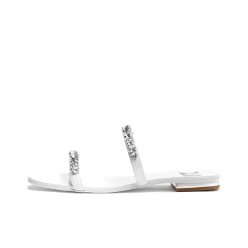 MICHAEL KORS Jessa Abrasion Resistant Slide Slippers Women's White