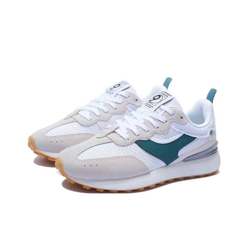 LiNing Fangyuan Classic Anti Slip Wear Resistant Low Top Sports Casual Shoes Women's White Gray Green-2