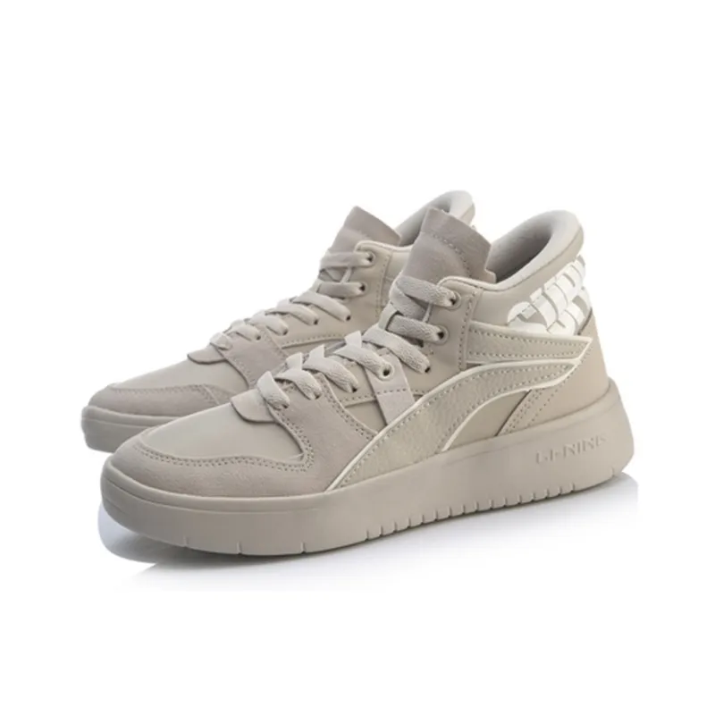 LiNing Wave Superwave Hi Lightweight Mid Top Skateboard Shoes Women's Gray White-2
