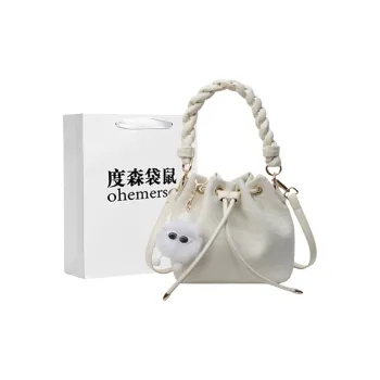 Dusen Kangaroo PU Handbag Regular Women's Ecru/Silver/Black/Pink