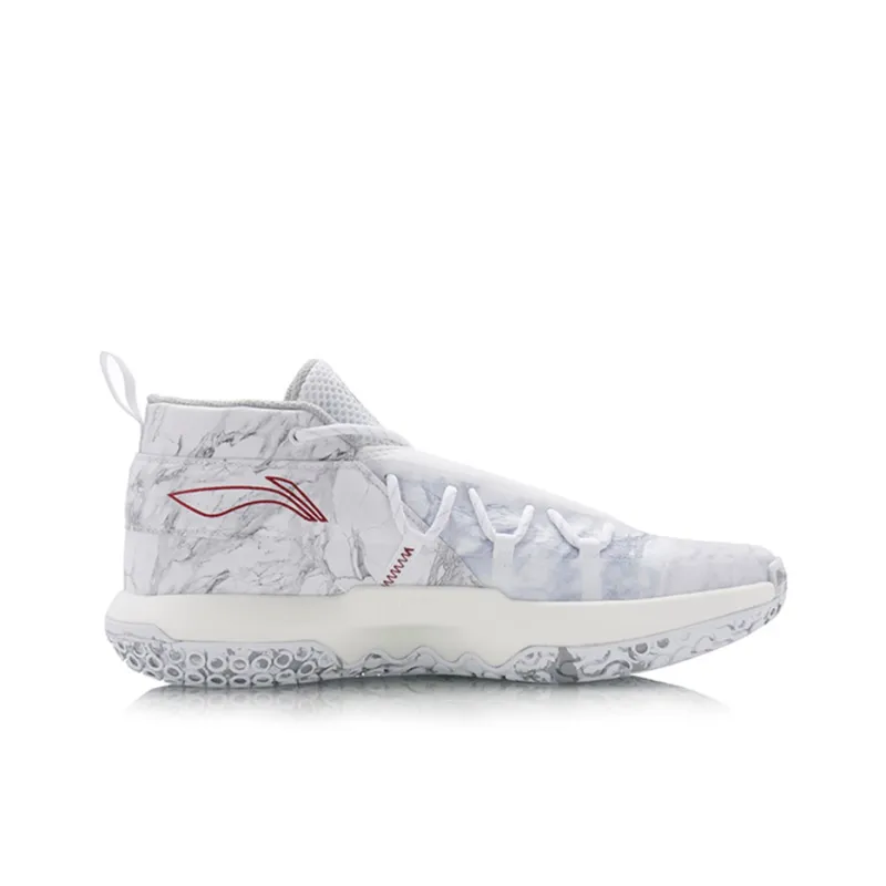 LiNing Wade Fission 6 Anti Slip And Wear Resistant Coverage Mid Top Basketball Shoes Men's White-1