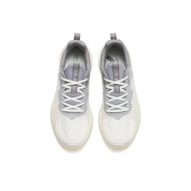 Anta Walk Anti Slip Wear Resistant Low Top Sprint Running Shoes Men's White Gray-2
