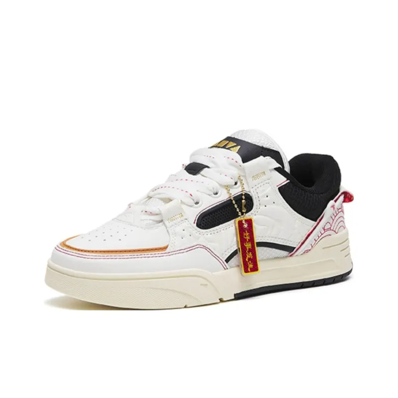 Anta Qie Jie Anti Slip Wear Resistant Low Top Skateboard Shoes Men's White Black Red Good Things Happen-2