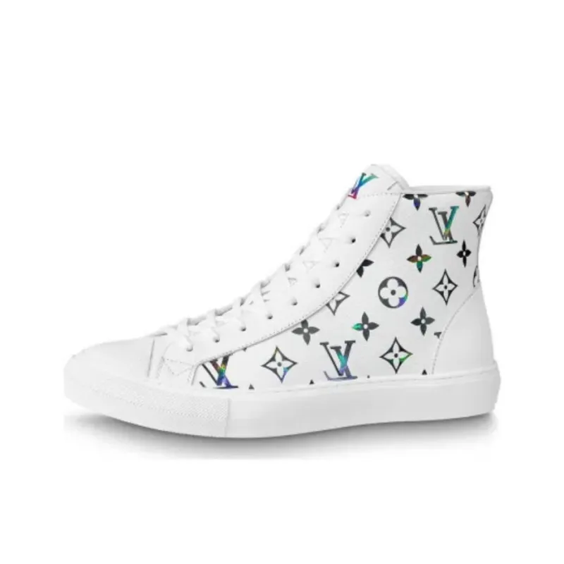 LOUIS VUITTON Tattoo Ankle Sneakers 'White With Colorful Monogram'-0