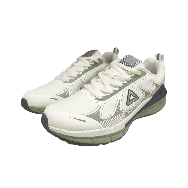 PEAK Cushioning Rebound Wear-Resistant Support Low-Top Sprint Running Shoes Men's White Green-2