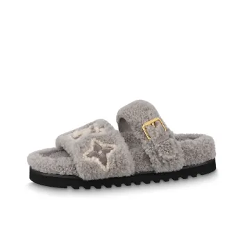 LOUIS VUITTON Paseo Comfort Odor Resistant Slide Slippers Women's Gray