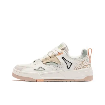 QIAODAN Inheritance 1.0 Durable Breathable Low Top Skateboard Shoes Women's Ivory Soft Orange